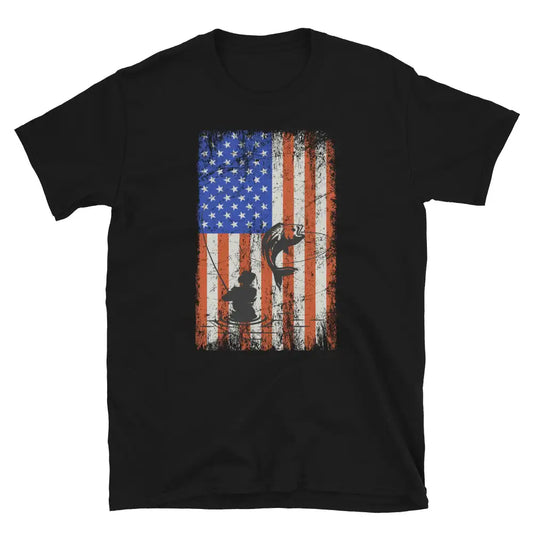 4th of July American Flag Fishing T-shirt