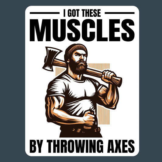 Muscle-Forged Mastery: Lumberjack's Axe Throwing Stickers