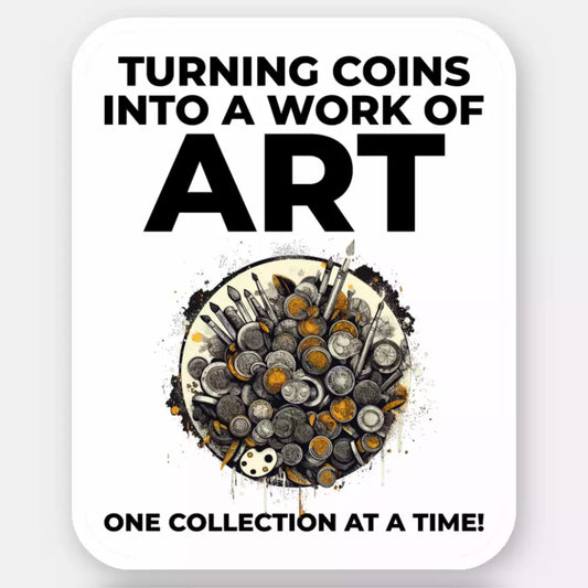 Münzsammelaufkleber: Münzen in Kunst verwandeln