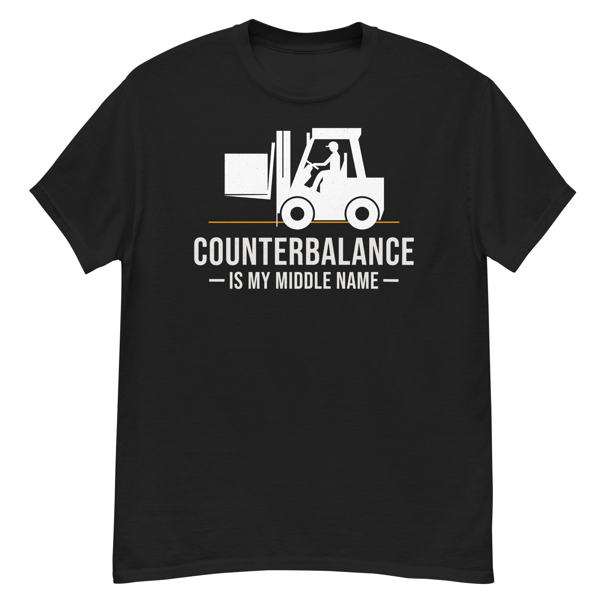 Forklift Operator T-Shirt with "Counterbalance is My Middle Name" slogan