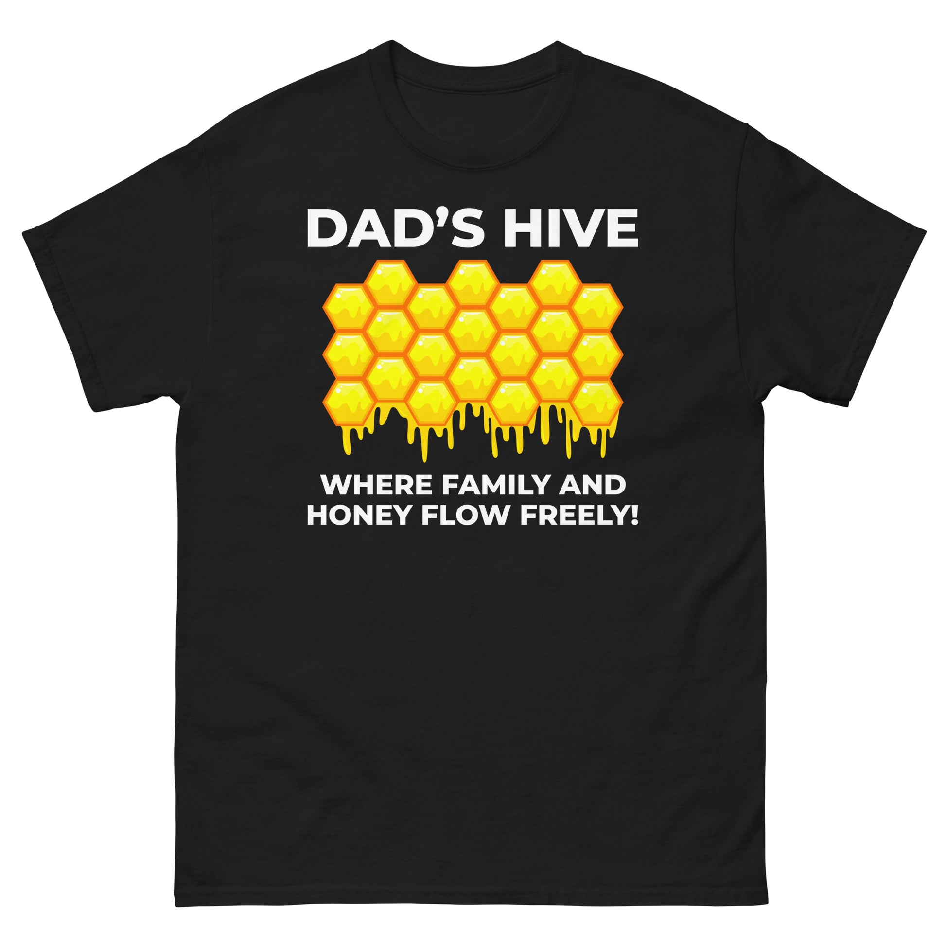 Honeybee lover T-shirt with 'Dad’s Hive' family and honey design