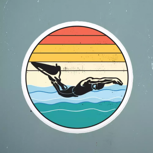 Retro Vintage Finswimming Swim Mom Sticker