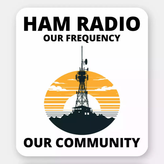 Ham Radio Tower Sunset Sticker - Uniting the Radio Community