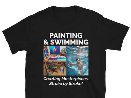 Painting and Swimming T-Shirt: Creating Masterpieces, Stroke by Stroke!