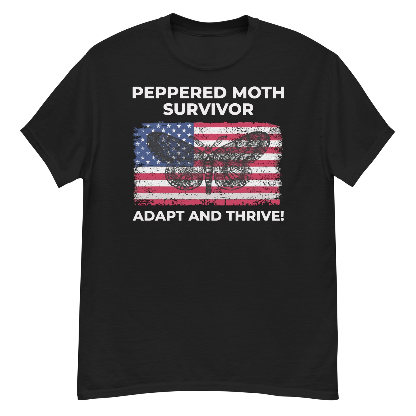 T-shirt with 'Peppered Moth Survivor: Adapt and Thrive' 