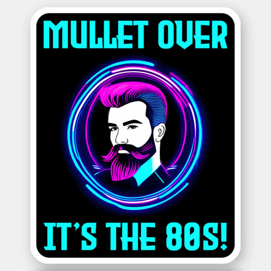 Retro Barber Shop Sign 80s Style Mullet Hair Stickers