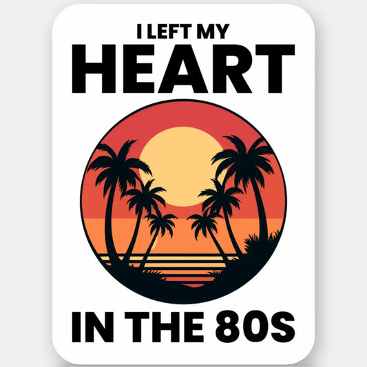 Retro '80s Sunset: Palm Trees & Beach Vibes Silhouette Stickers