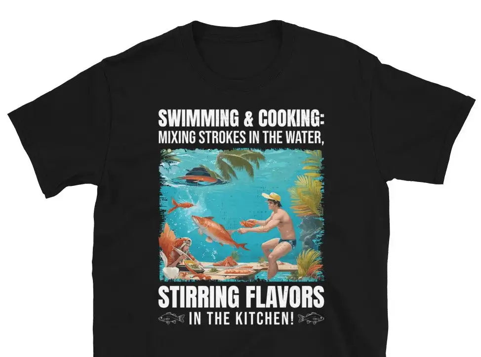 Camiseta AquaChef: ¡Natación, cocina y fusión de sabores!