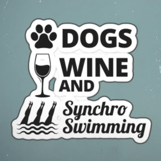 Synchronized Swimming Dogs Wine Sticker