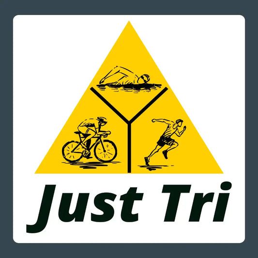 Funny Triathlon Sticker: Just Tri - Swim, Bike, Run