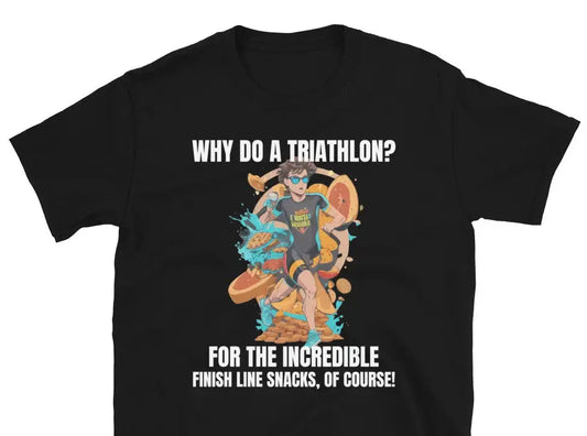 "Finish Line Snacks" Funny Triathlon T-Shirt