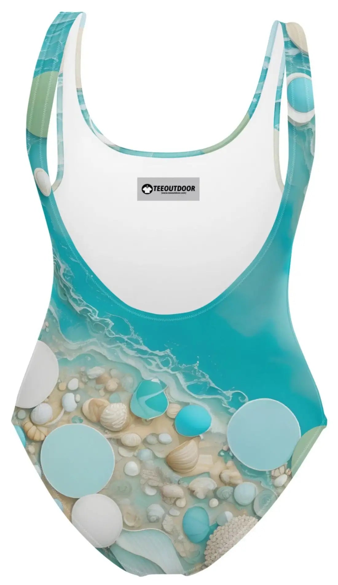 Serene Waves: Ocean-inspired Circles, One-Piece Swimsuit
