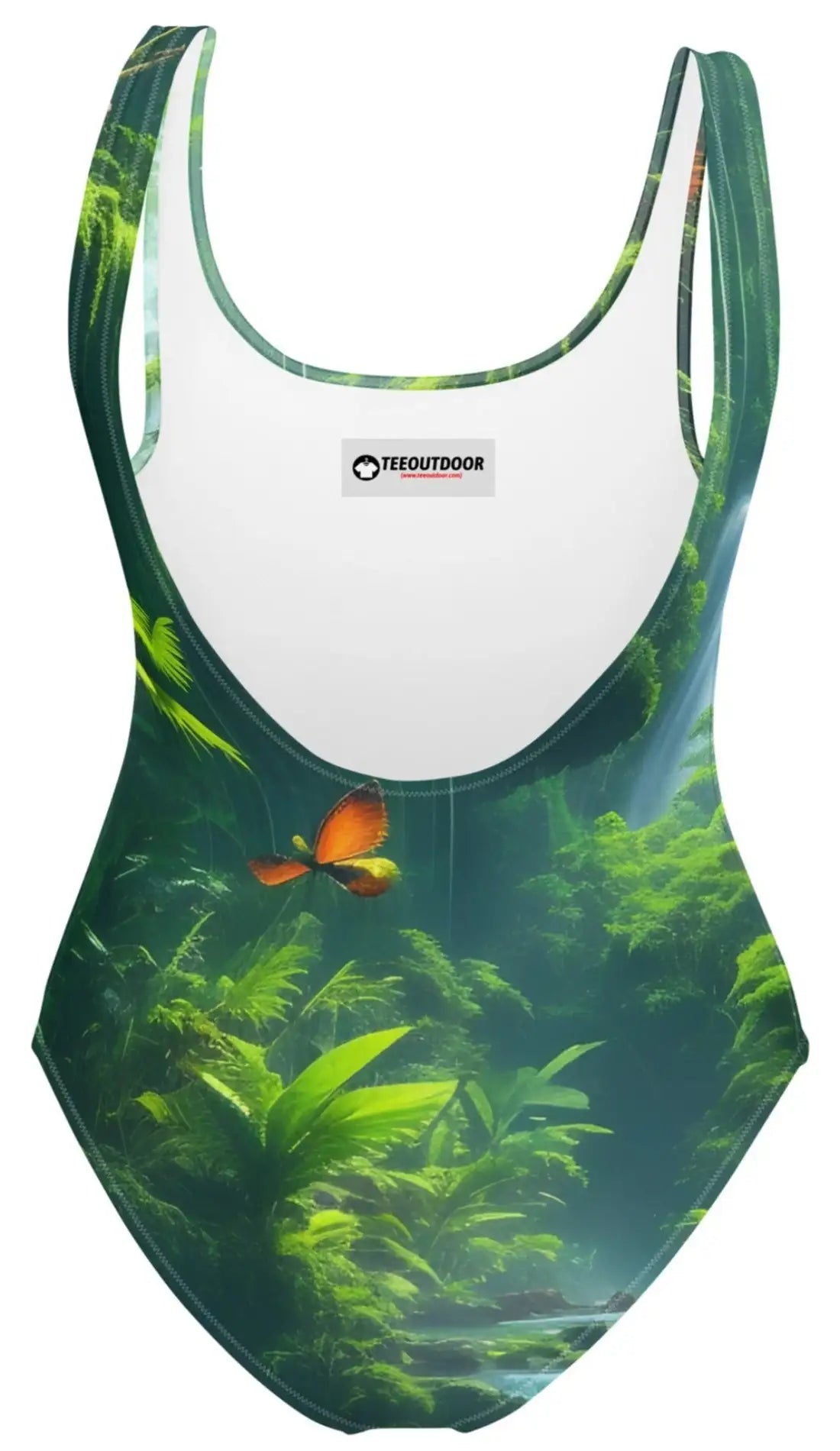 Tropical Haven: Illustrated Nature-Inspired One-Piece Swimsuit