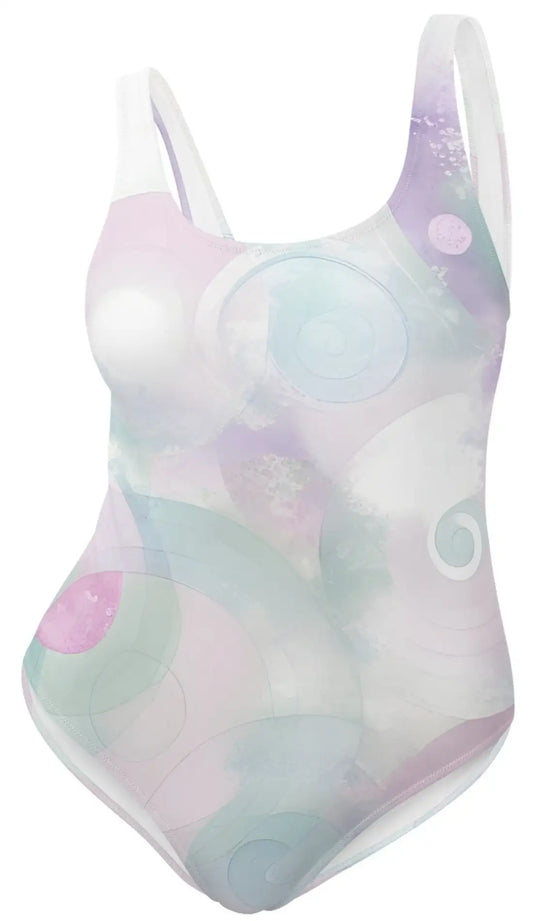 Dreamy Spirals, Pastel Watercolor One-Piece Swimsuit