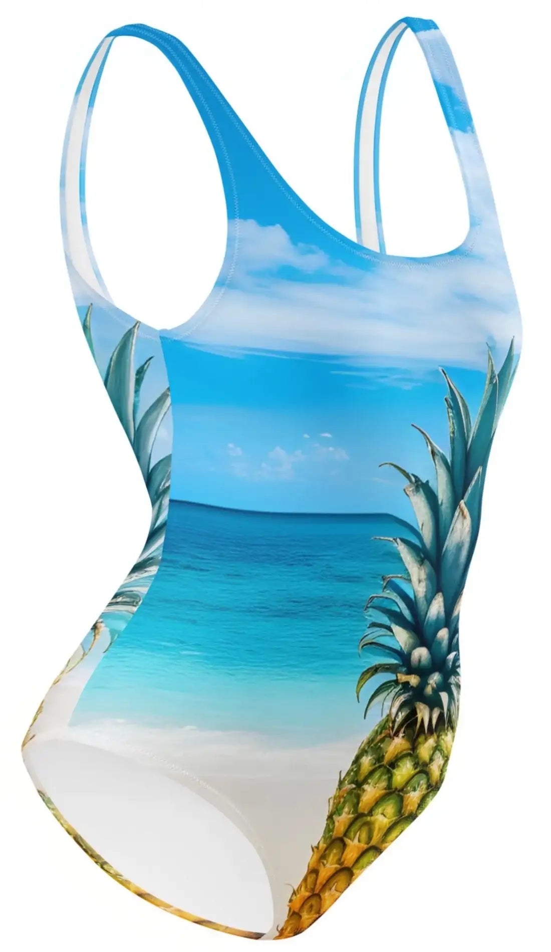 Tropical Serenity: Golden Pineapple One-Piece Swimsuit