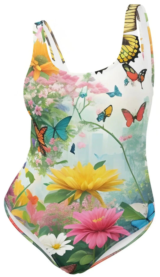 Floral Fantasy: Vibrant One-Piece Swimsuit