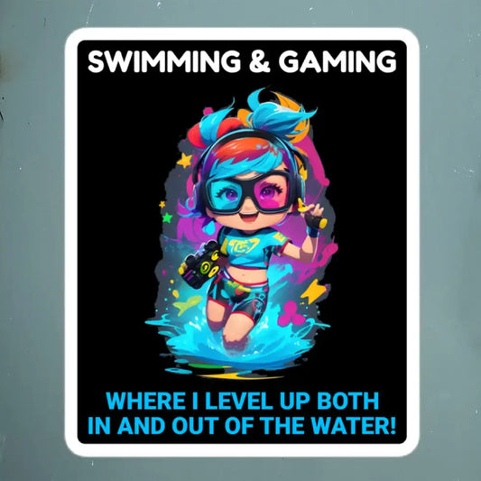 Swimming and Gaming Sticker
