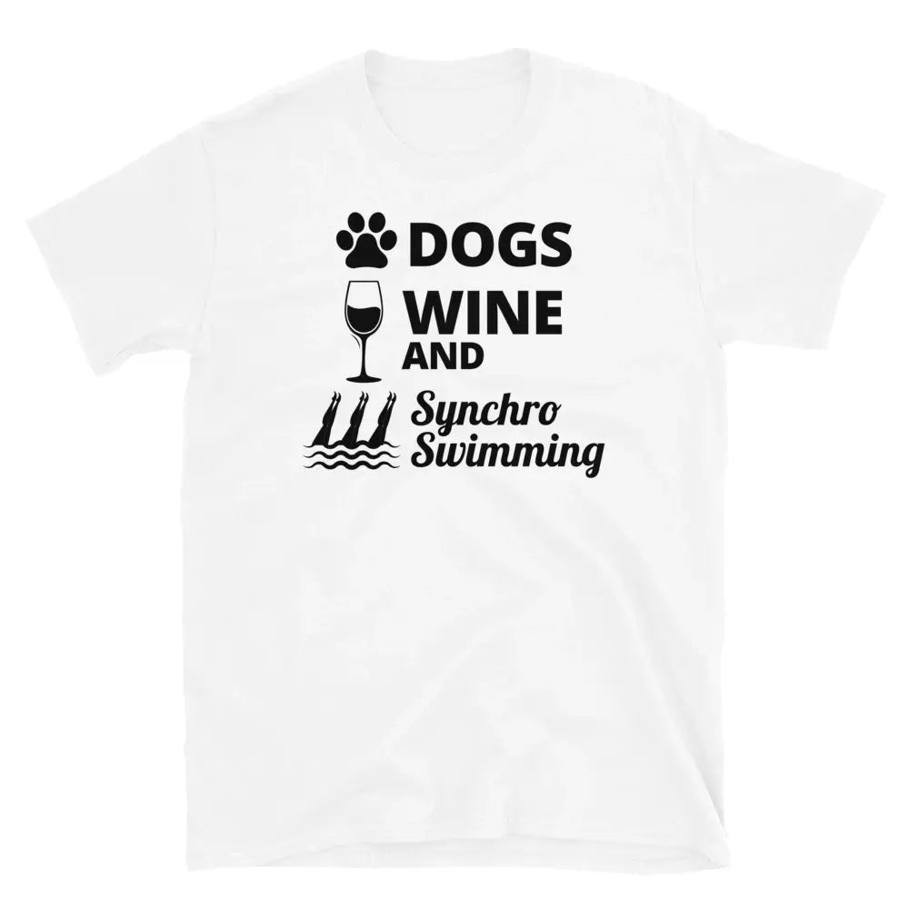 Paws, Pour, and Pool: Dogs, Wine, and Synchro Swimming Unisex T-Shirt