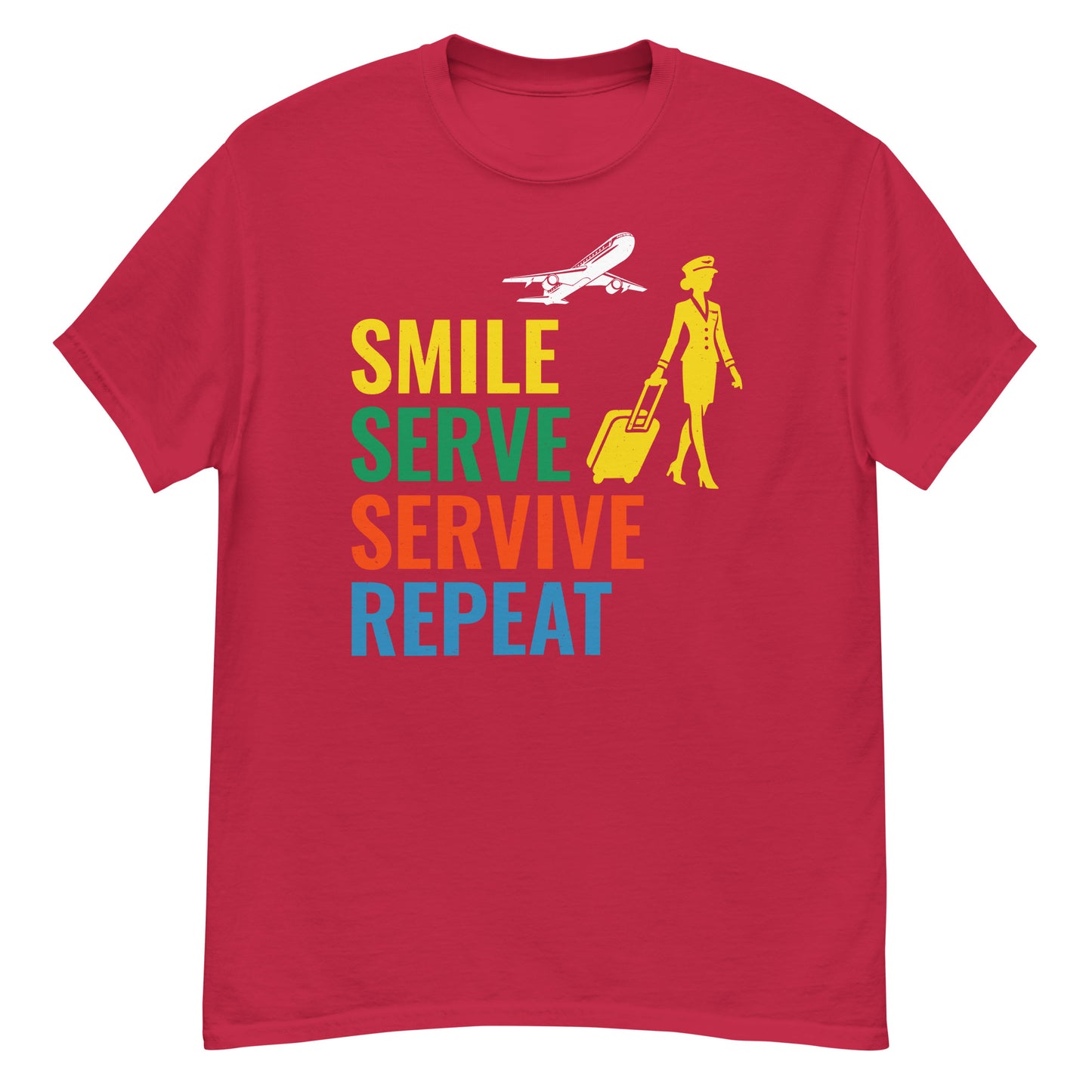 Flight Attendant T-Shirt: Smile, Serve, Survive, Repeat