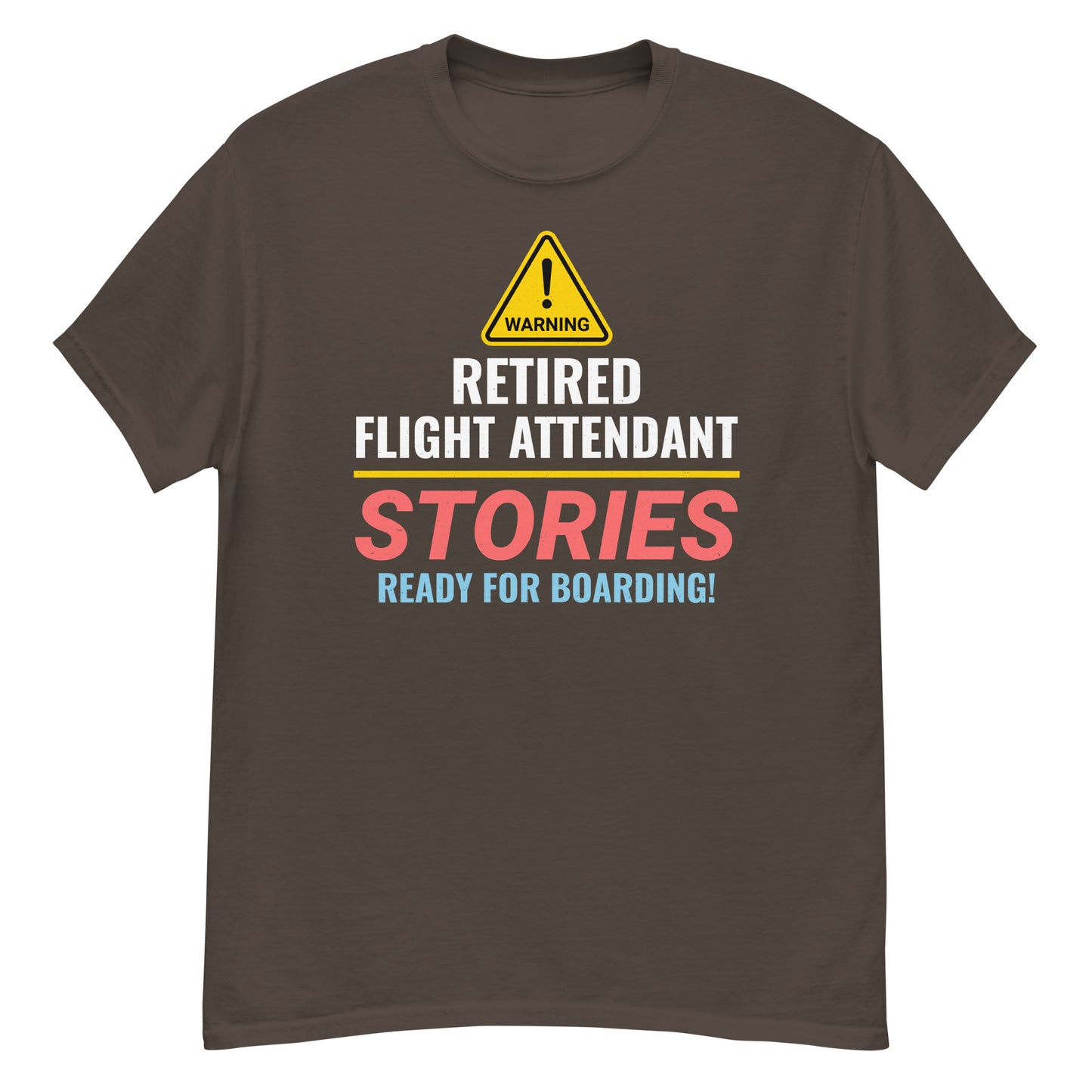 T-Shirt für pensionierte Flugbegleiter: „Achtung: Geschichten bereit zum Boarding!“