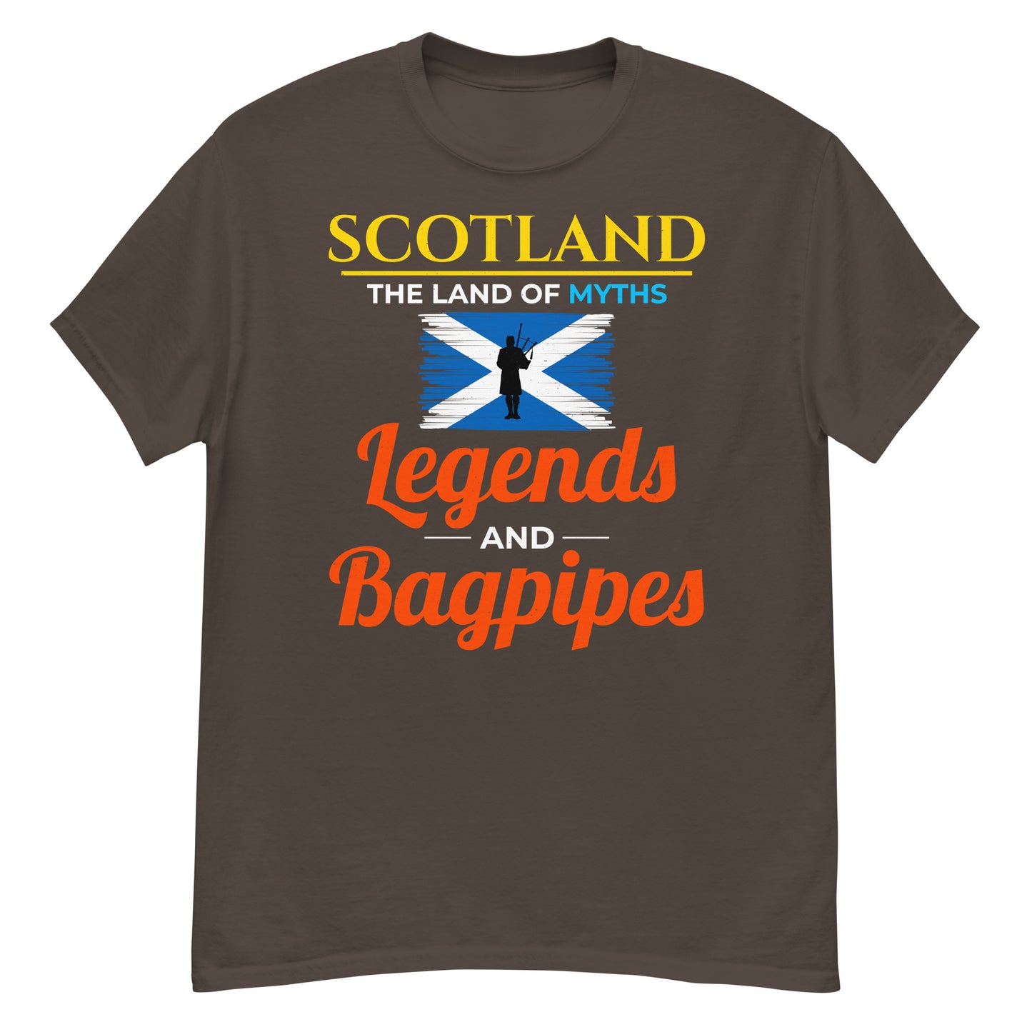 Scottish Flag Bagpipe T-Shirt - Scotland: The Land of Myths, Legends, and Bagpipes