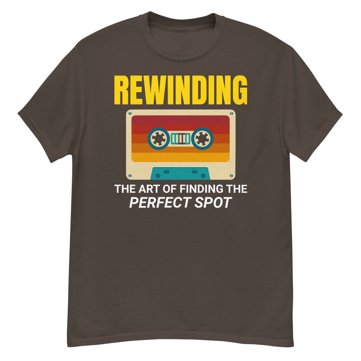 Cassette Tape Rewinding T-Shirt - "Rewinding: The Art of Finding the Perfect Spot"