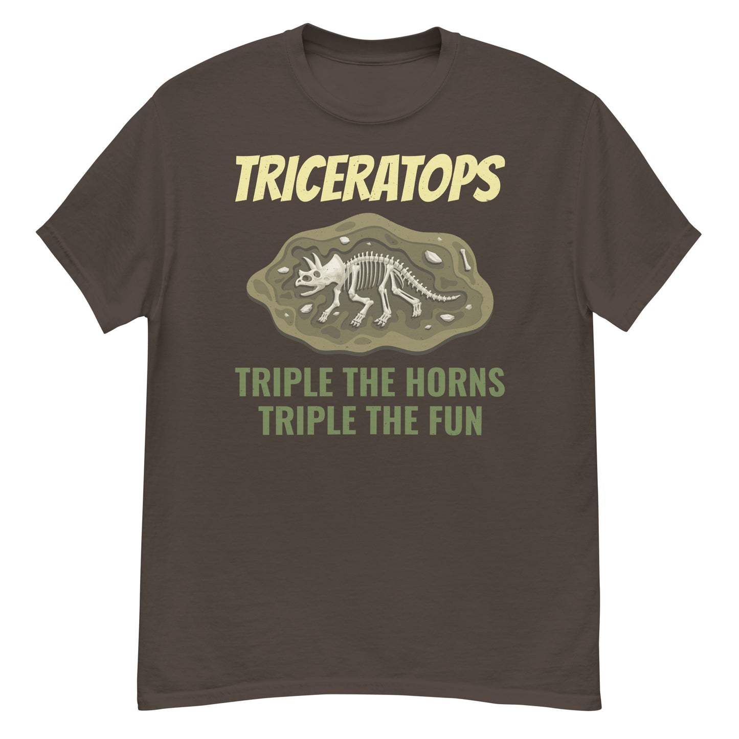 Camiseta de paleontólogo: Triceratops: el triple de cuernos, el triple de diversión