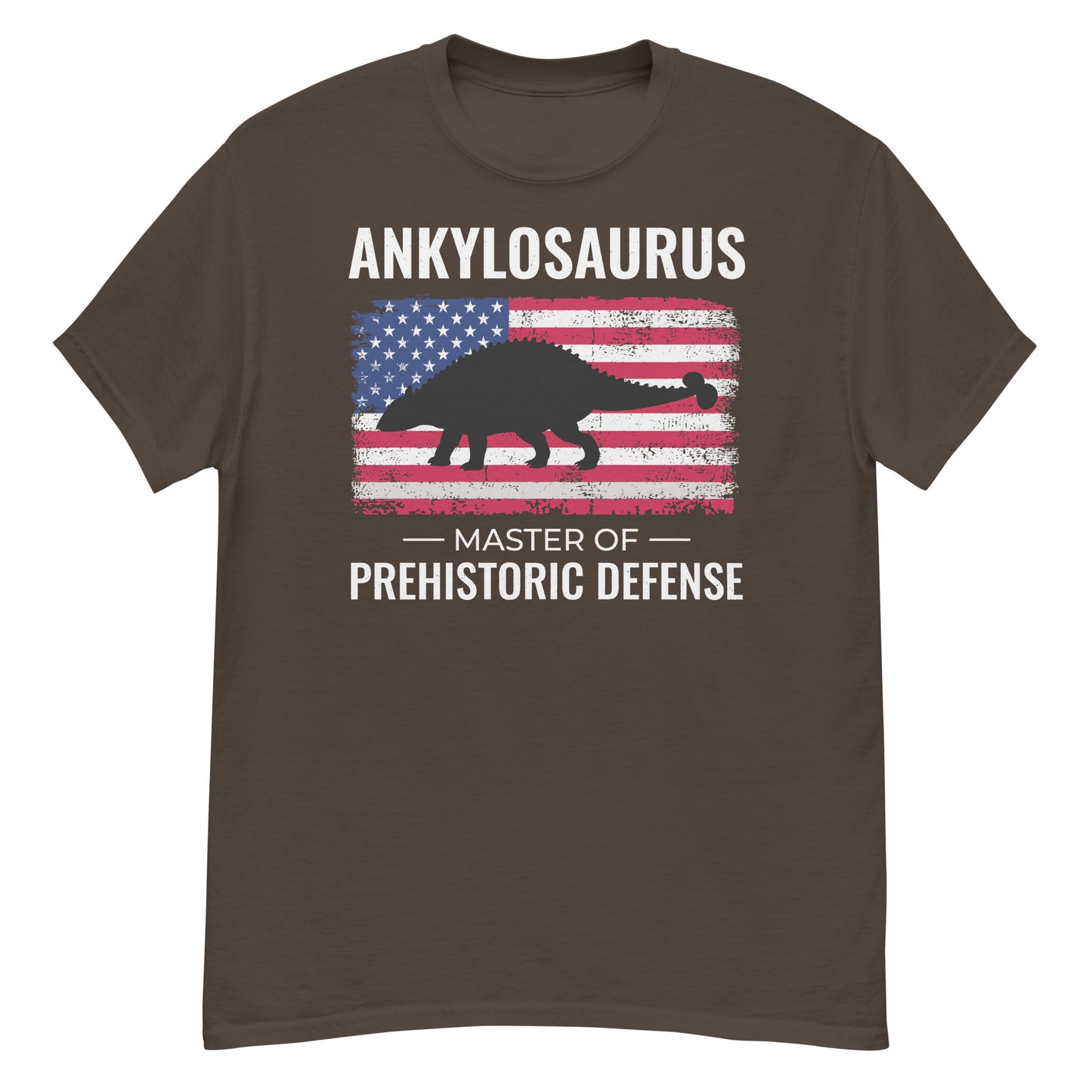 Camiseta con la bandera estadounidense de dinosaurio: Ankylosaurus, maestro de la defensa prehistórica