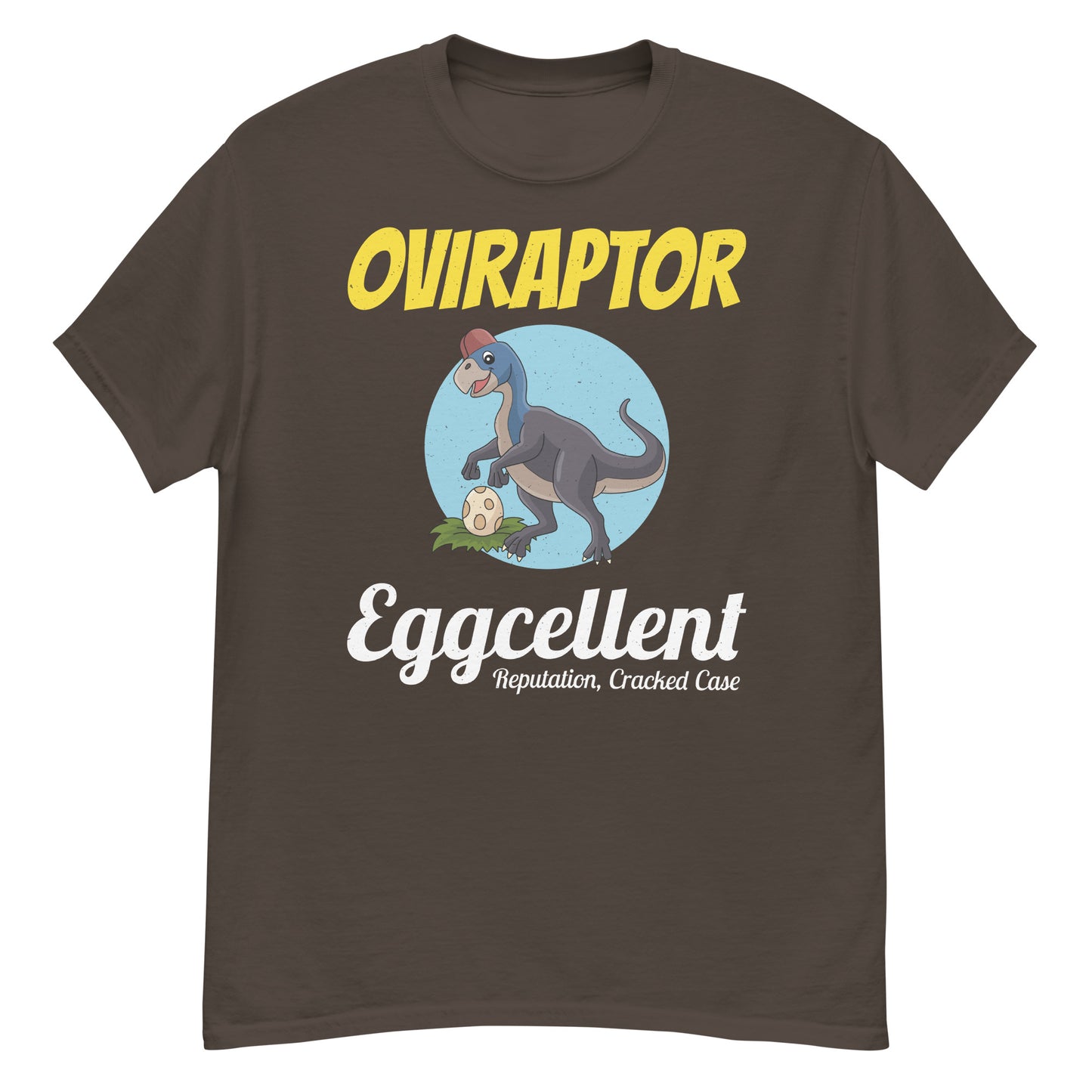 Paleontologist Dinosaur T-Shirt: Oviraptor - Eggcellent Reputation, Cracked Case