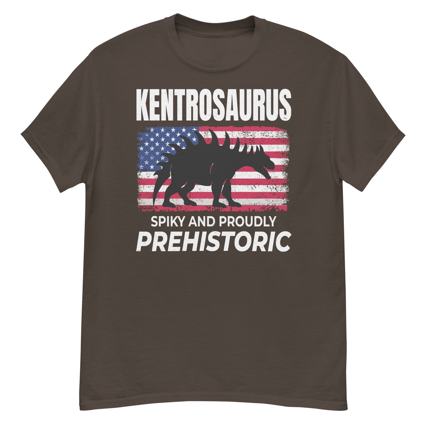 Camiseta con la bandera estadounidense del dinosaurio Kentrosaurus: puntiaguda y orgullosamente prehistórica