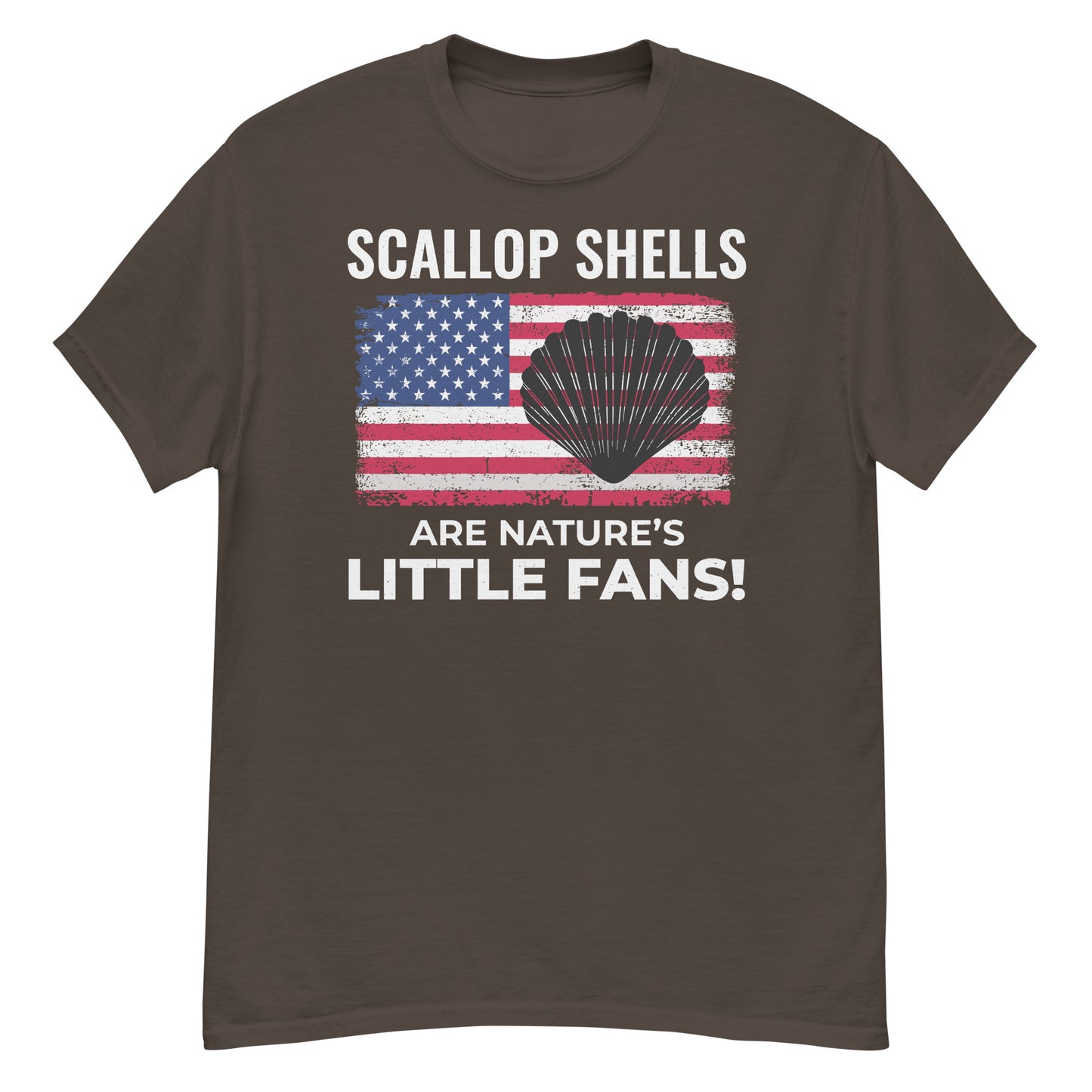 American Flag Seashell Collector T-Shirt: Scallop Shells – Nature's Little Fans!