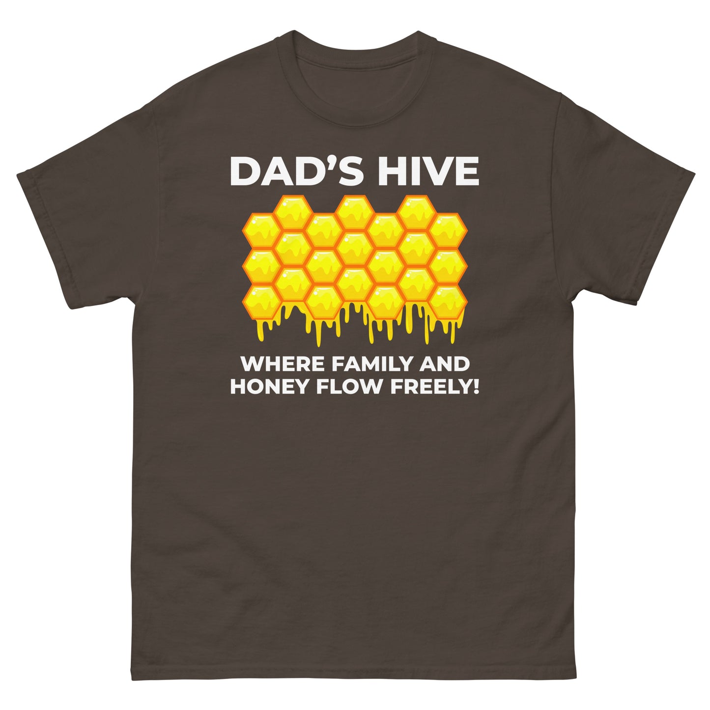 Honeybee Lover T-Shirt: Dad’s Hive – Where Family and Honey Flow Freely