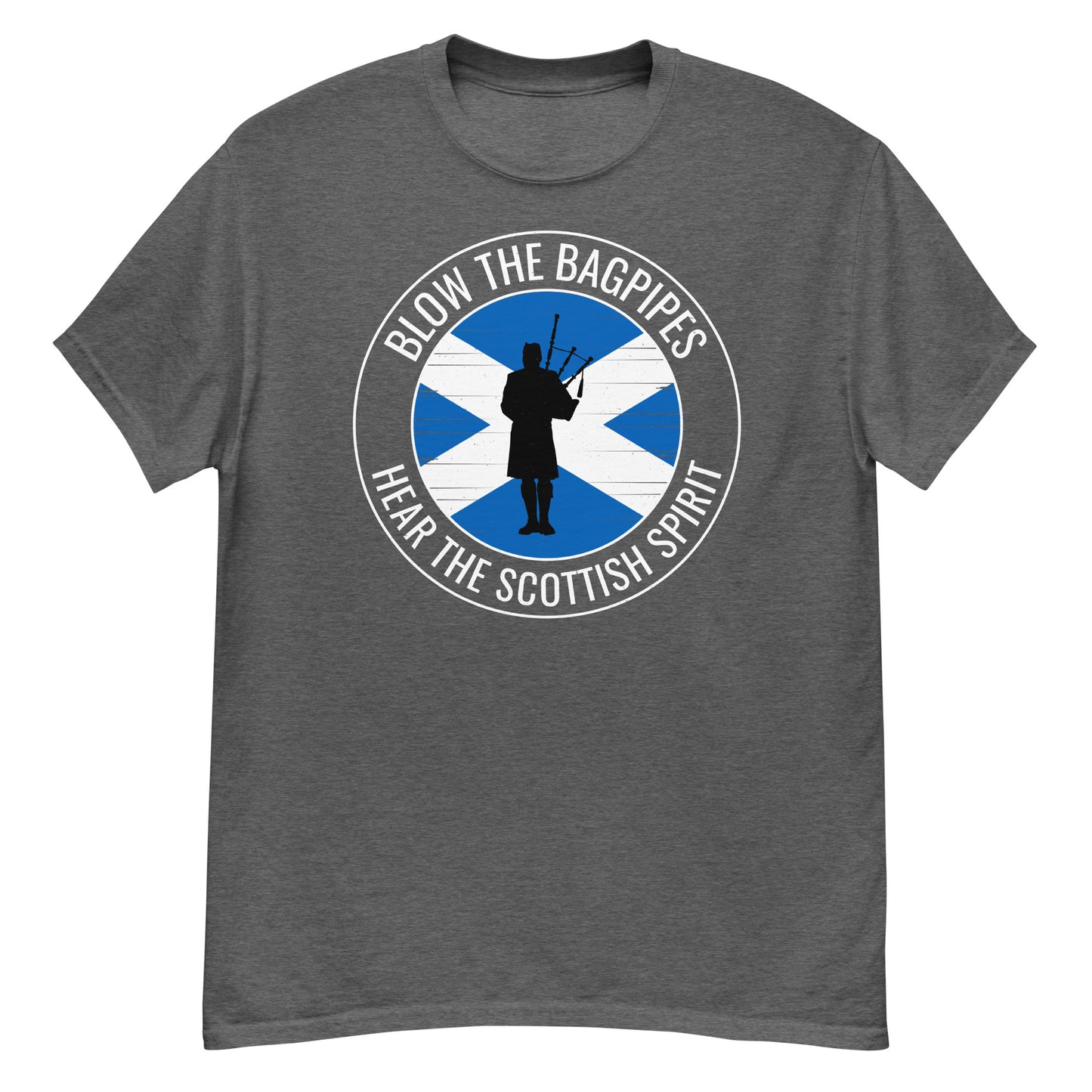 Scottish Flag Bagpipe T-Shirt - Blow the Bagpipes, Hear the Scottish Spirit