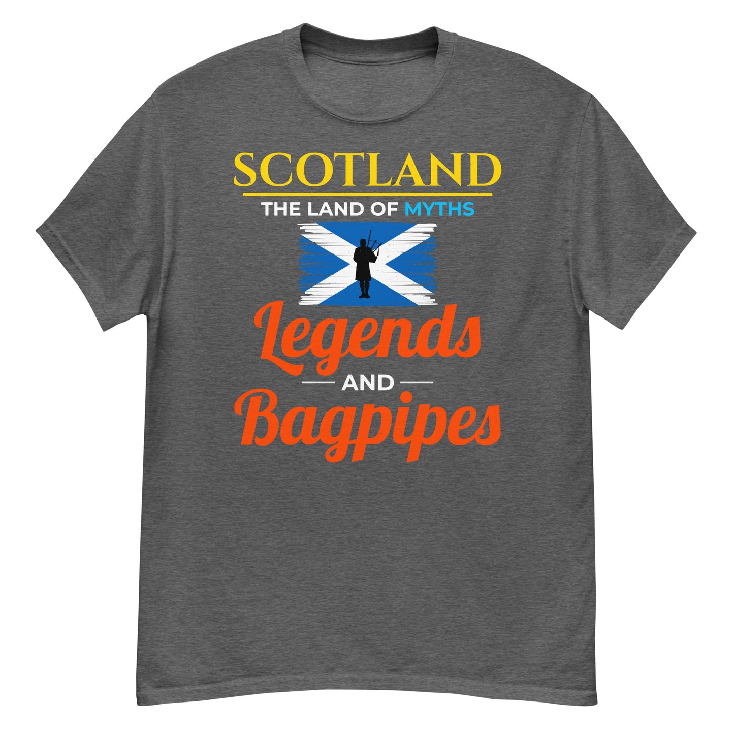 Scottish Flag Bagpipe T-Shirt - Scotland: The Land of Myths, Legends, and Bagpipes