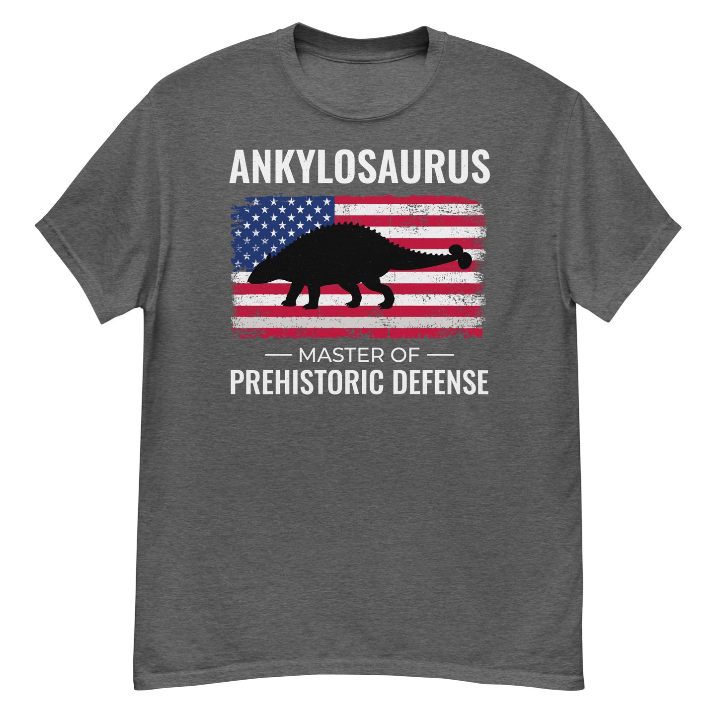 Dinosaurier-T-Shirt mit amerikanischer Flagge: Ankylosaurus – Meister der prähistorischen Verteidigung