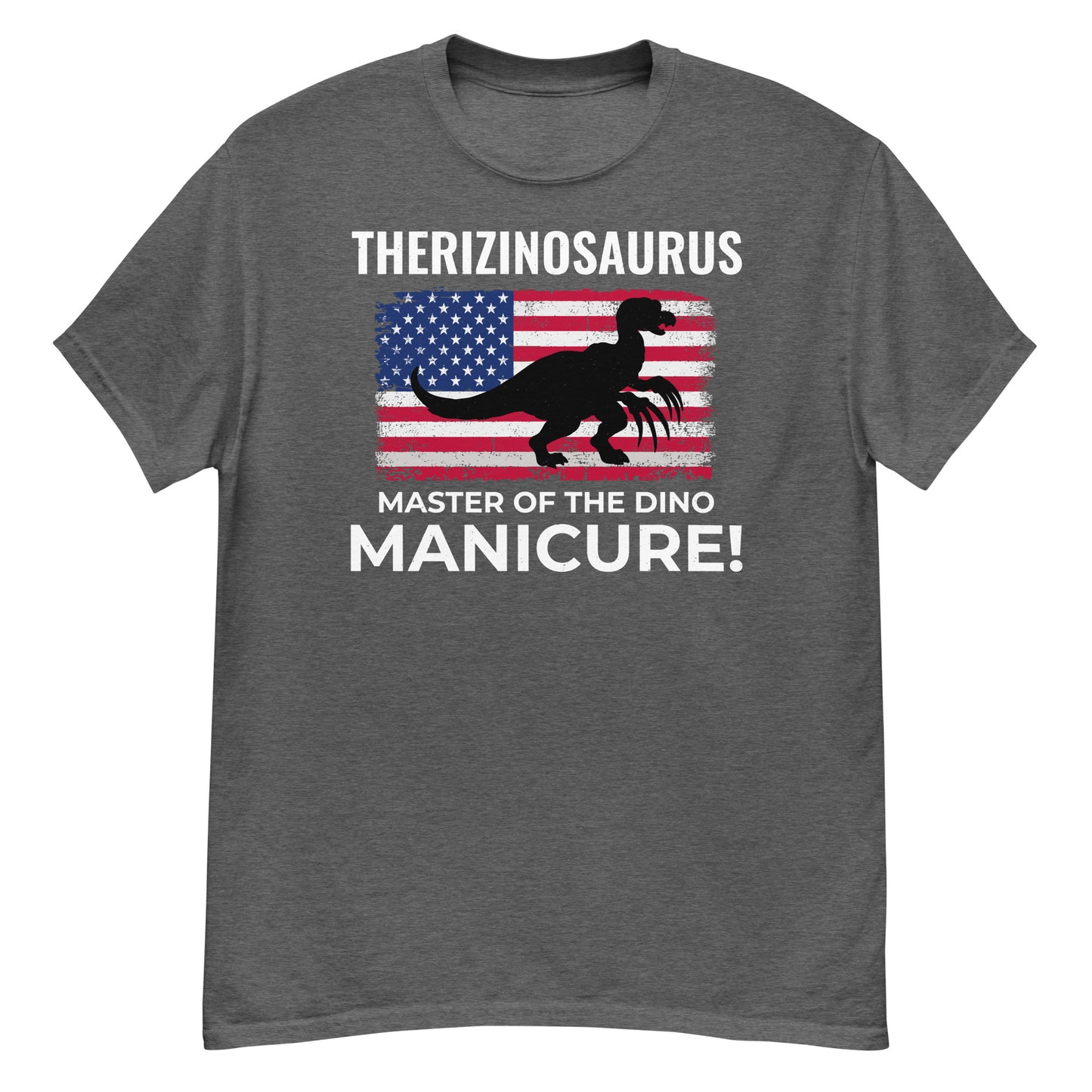 Camiseta de dinosaurio con bandera estadounidense: Therizinosaurus: ¡el maestro de la manicura de dinosaurios!