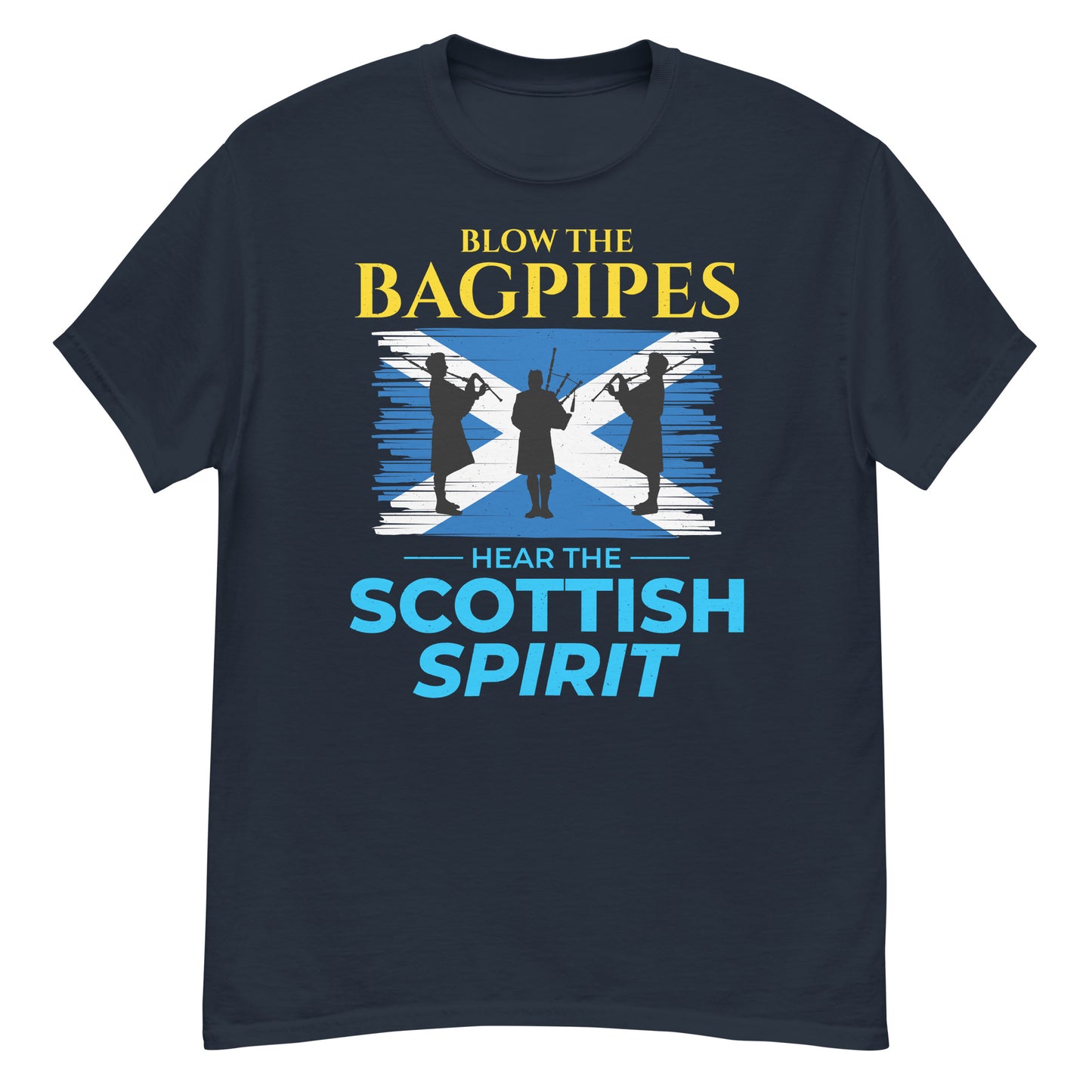 Scottish Flag Bagpipe T-Shirt - Blow the Bagpipes, Hear the Scottish Spirit