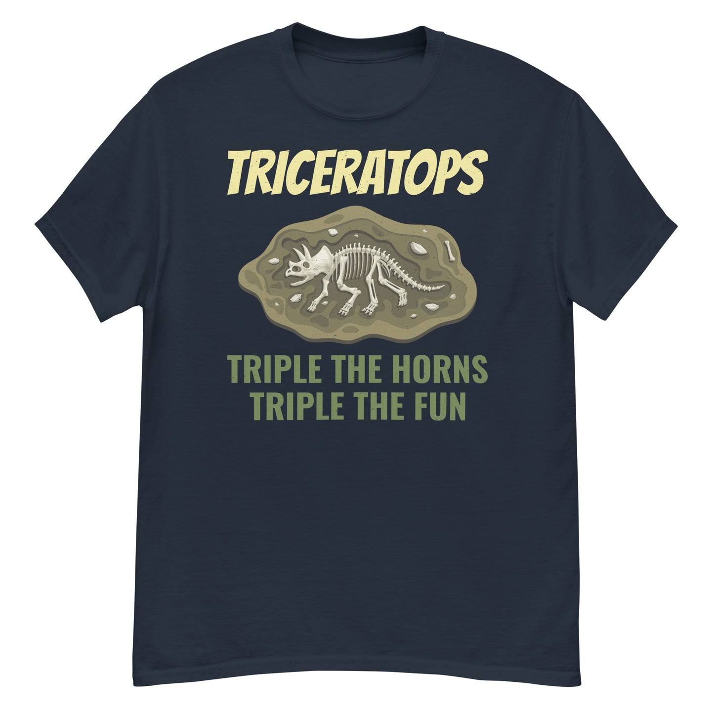 Paläontologe T-Shirt: Triceratops - Dreifache Hörner, dreifacher Spaß