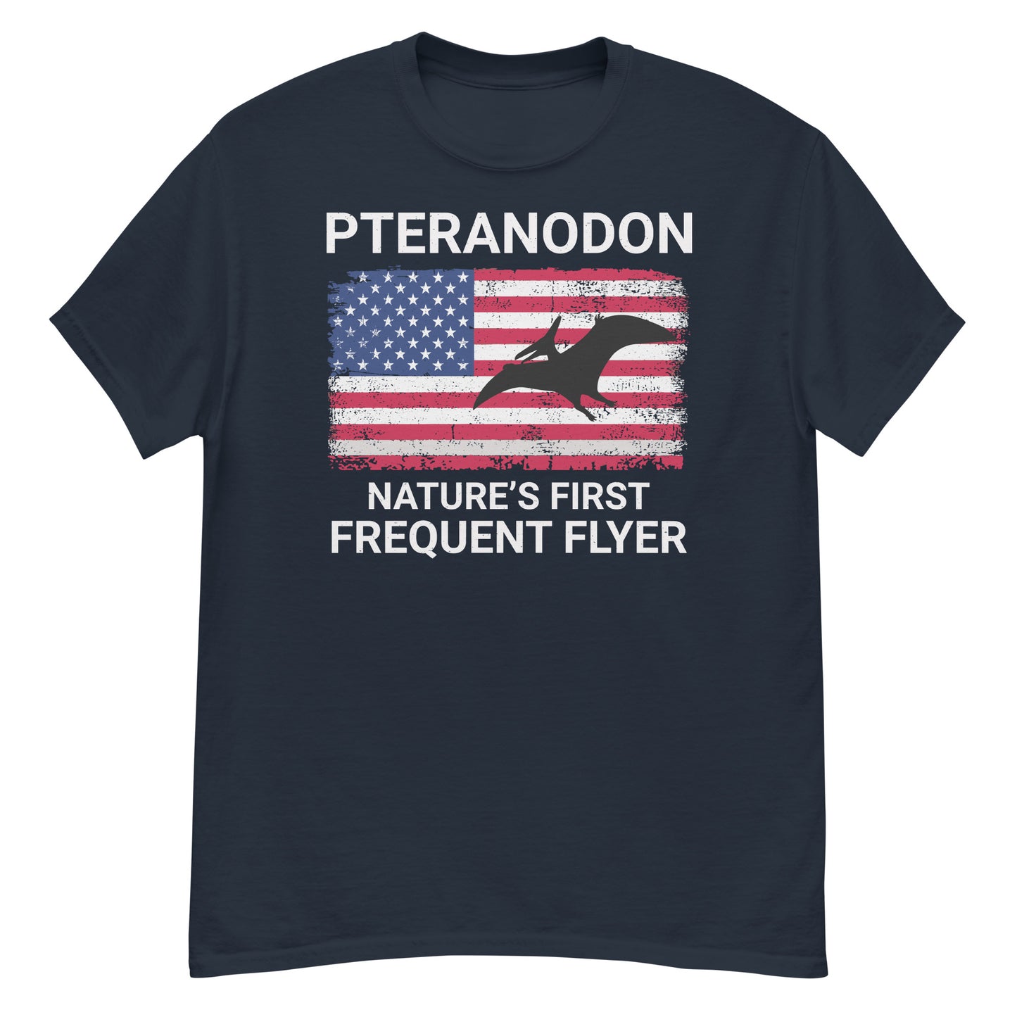 Camiseta con dinosaurio de la bandera estadounidense: Pteranodon: el primer viajero frecuente de la naturaleza