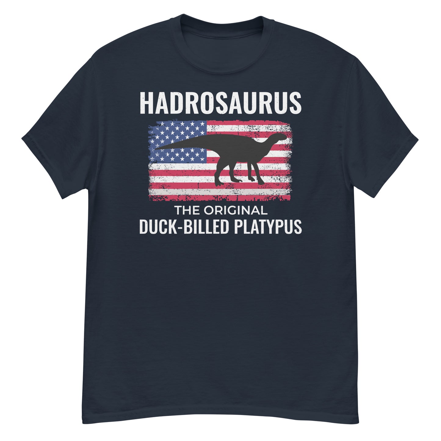 Dinosaurier-T-Shirt mit amerikanischer Flagge: Hadrosaurus – das ursprüngliche Schnabeltier