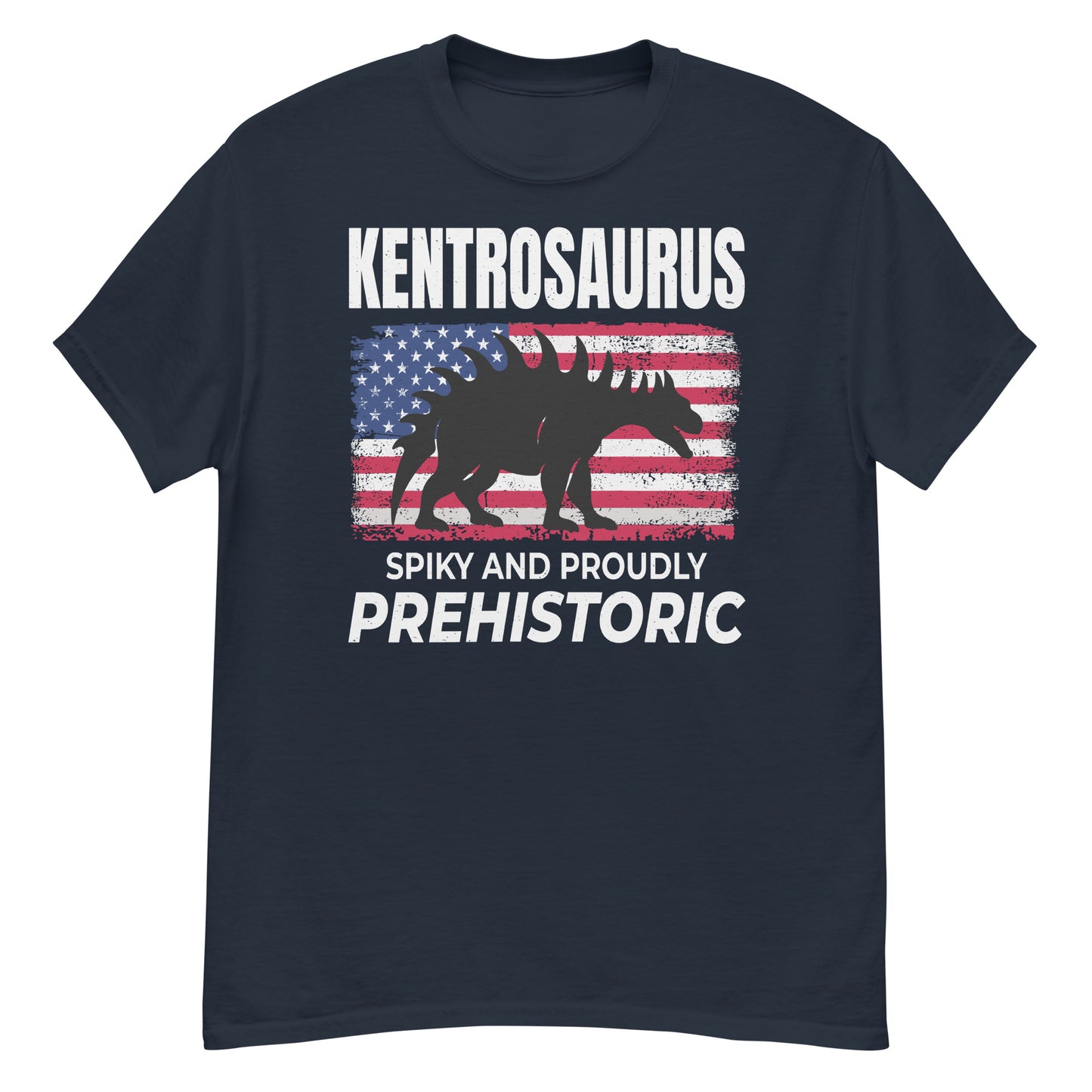 Camiseta con la bandera estadounidense del dinosaurio Kentrosaurus: puntiaguda y orgullosamente prehistórica