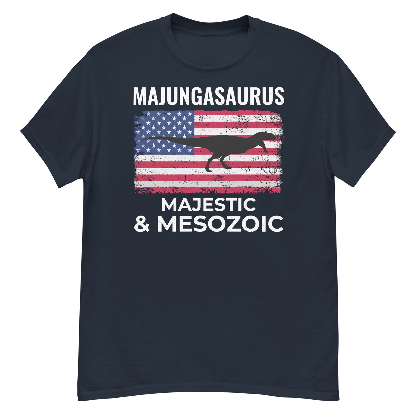 American Flag Majungasaurus Dinosaur T-Shirt: Majestic and Mesozoic