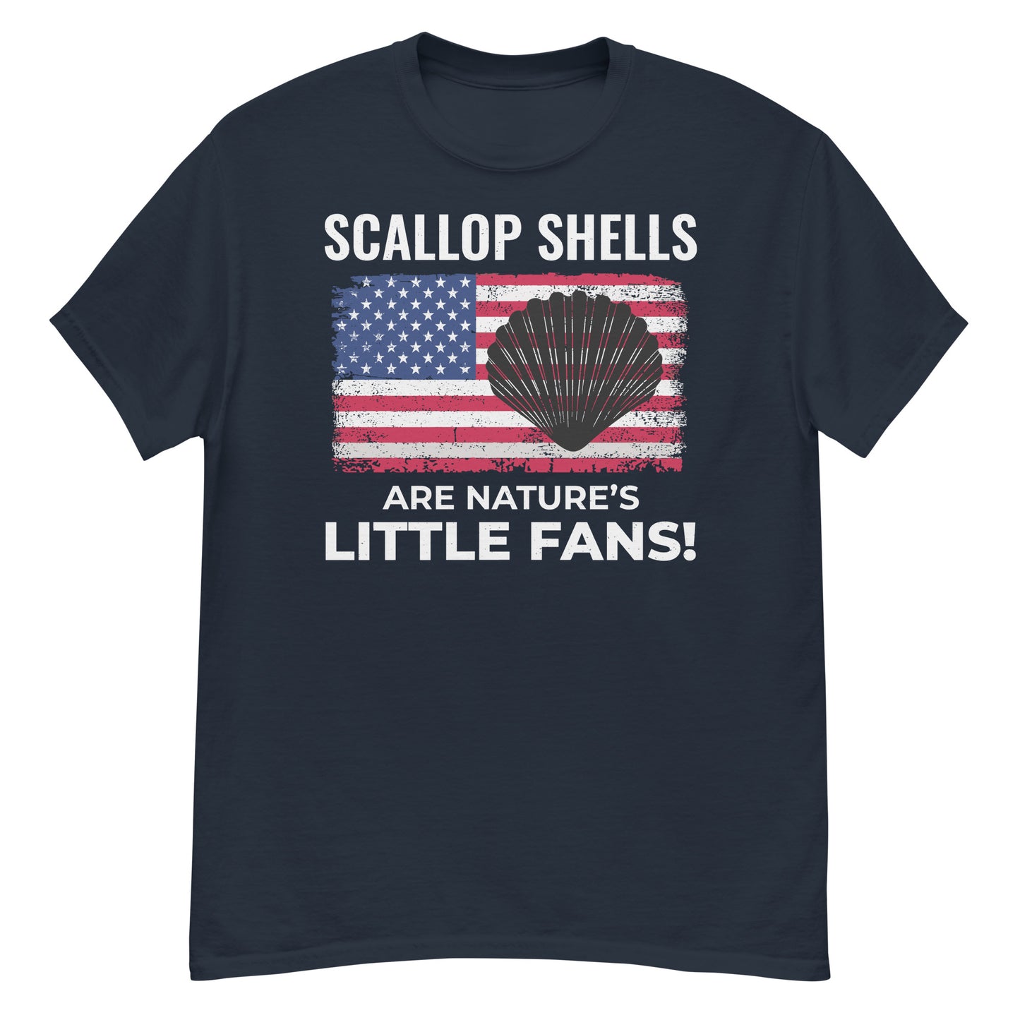 American Flag Seashell Collector T-Shirt: Scallop Shells – Nature's Little Fans!