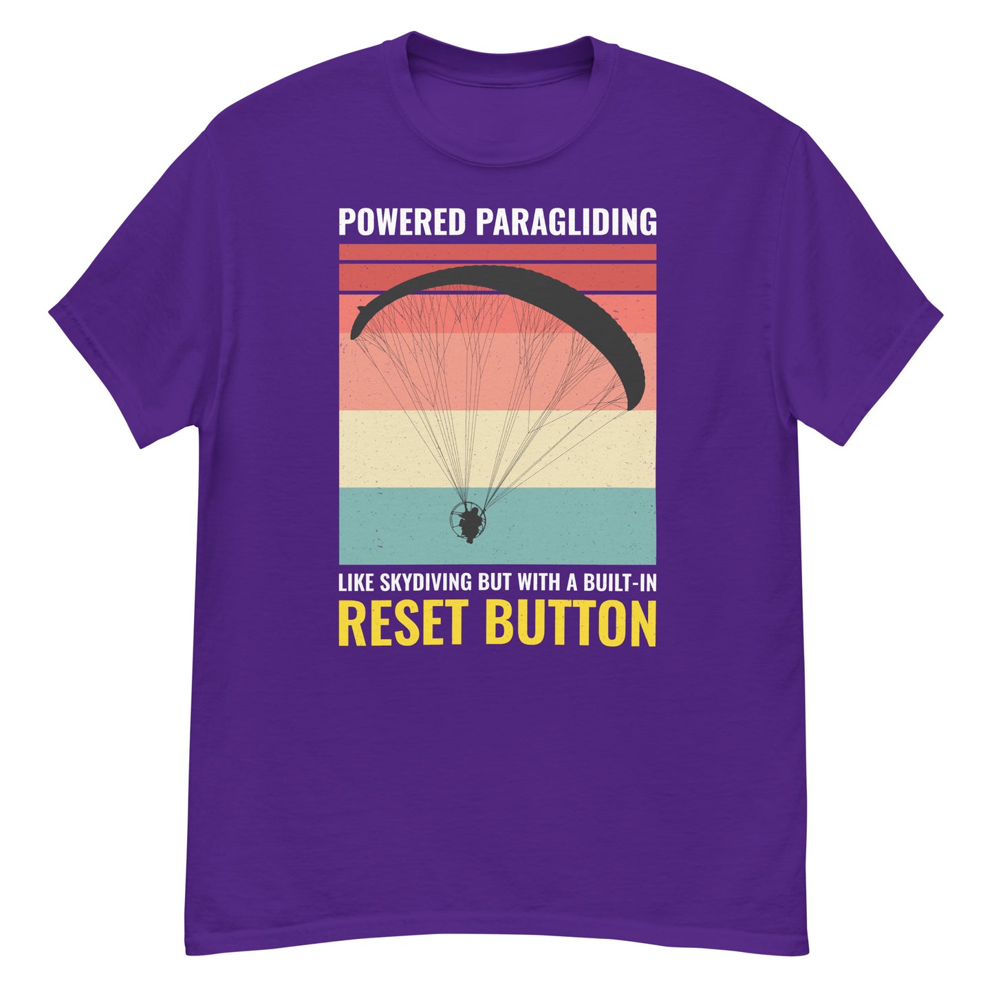 Camiseta de parapente motorizado: como paracaidismo pero con un botón de reinicio incorporado