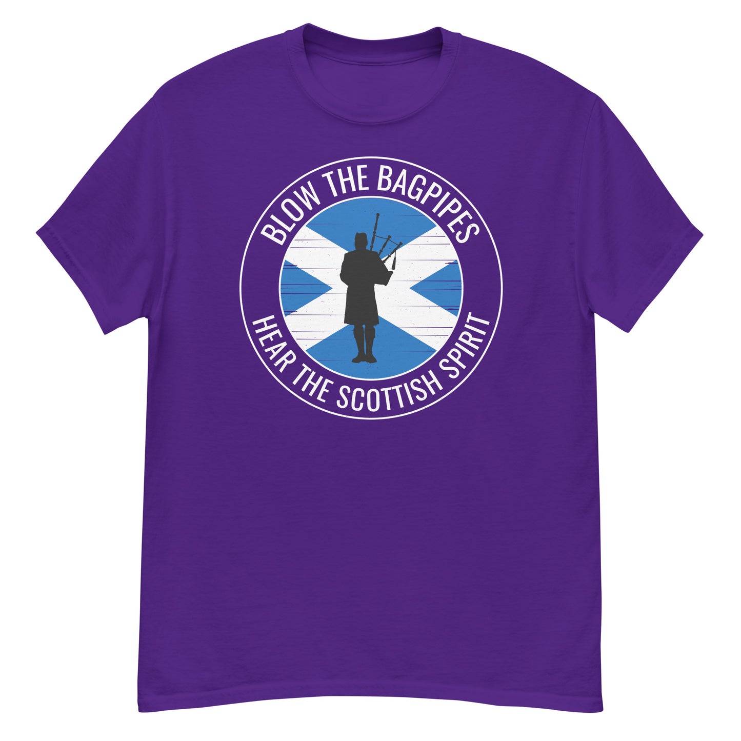 Scottish Flag Bagpipe T-Shirt - Blow the Bagpipes, Hear the Scottish Spirit