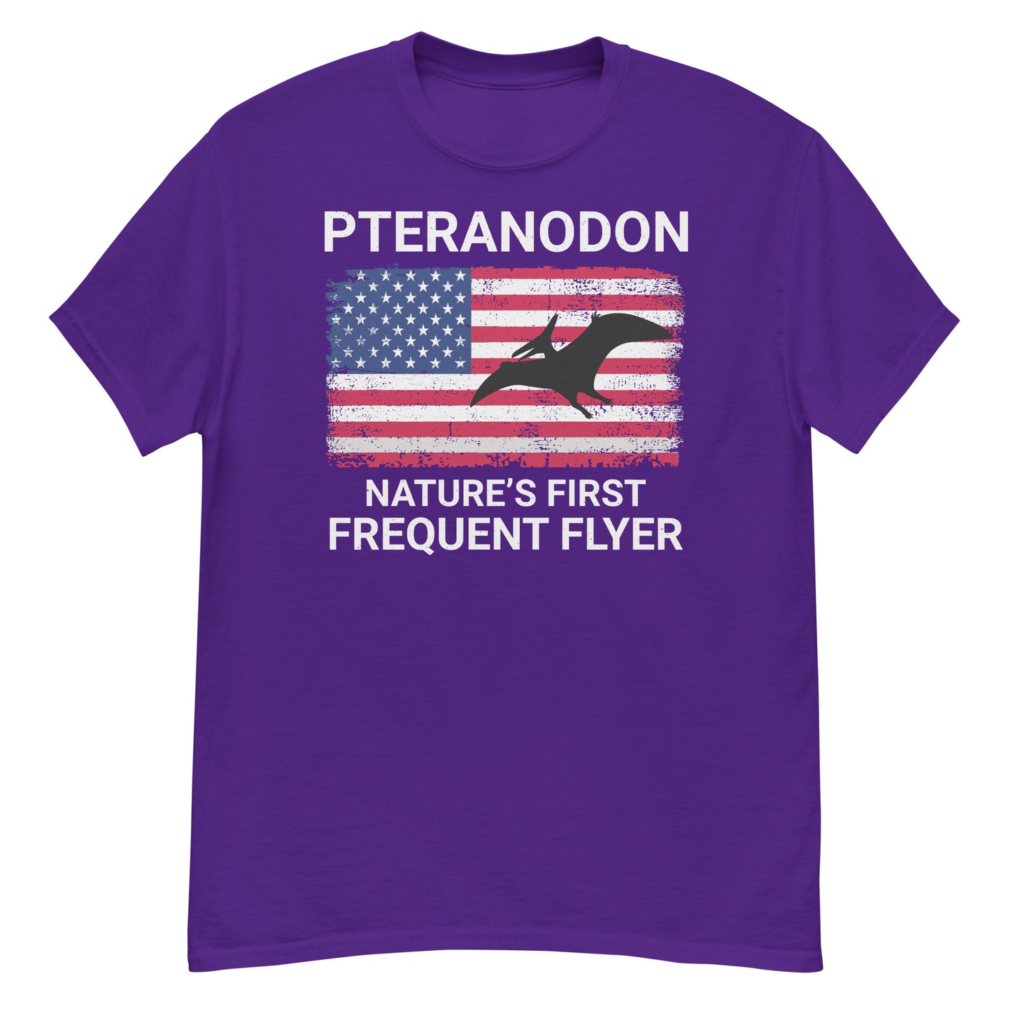 Camiseta con dinosaurio de la bandera estadounidense: Pteranodon: el primer viajero frecuente de la naturaleza