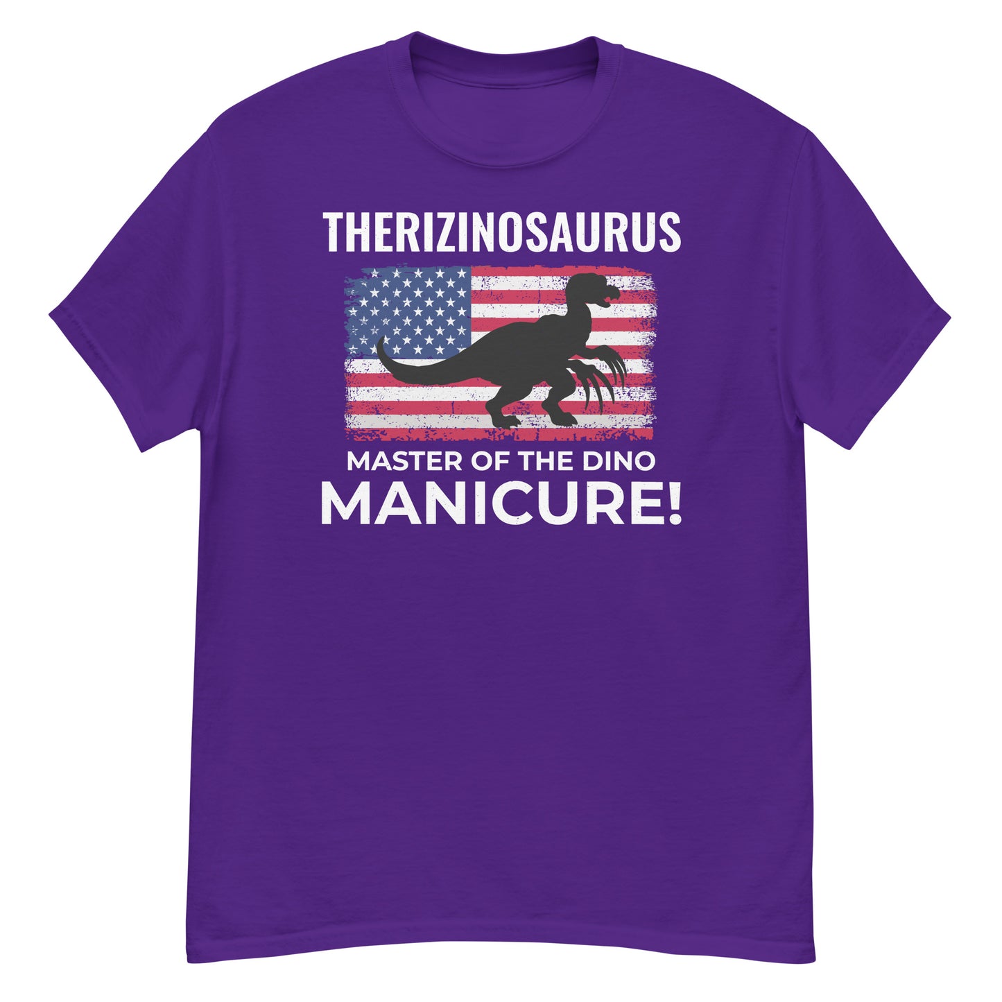 Camiseta de dinosaurio con bandera estadounidense: Therizinosaurus: ¡el maestro de la manicura de dinosaurios!