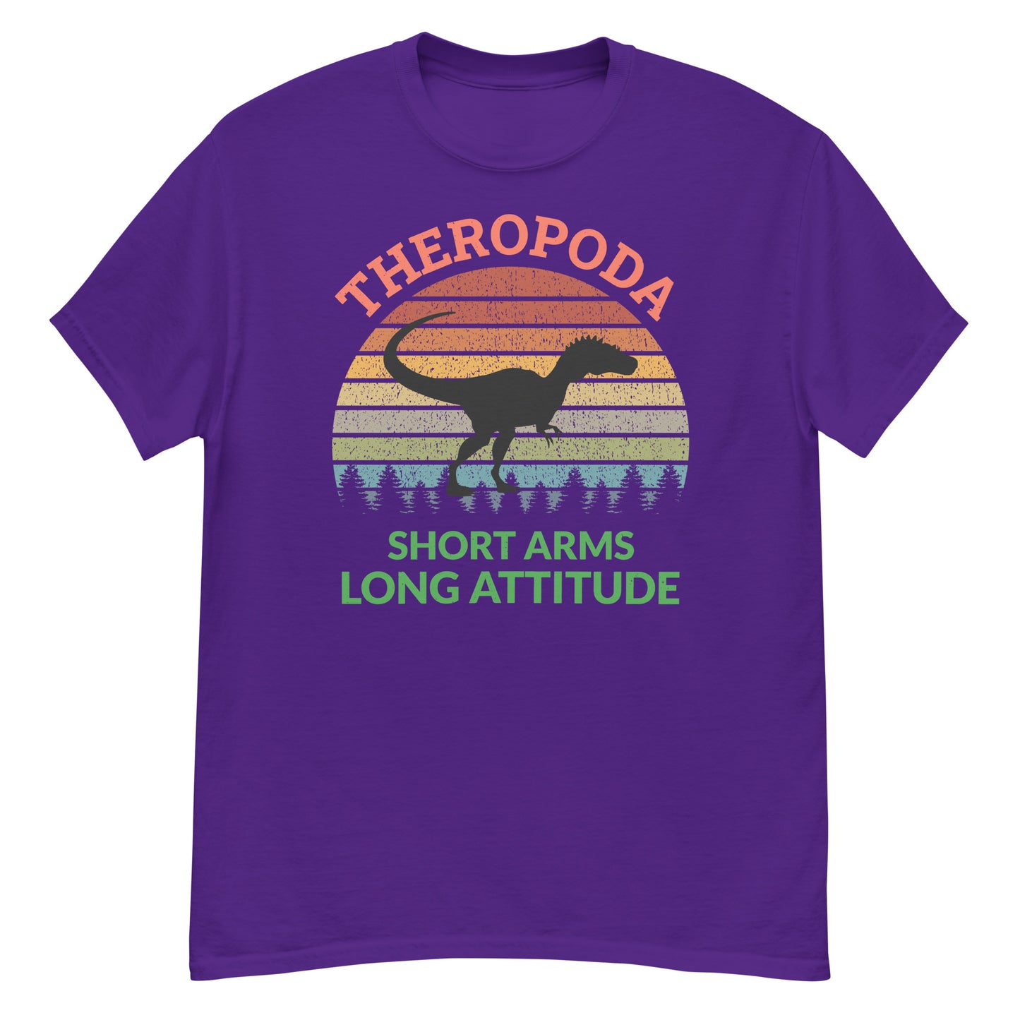 Theropoda: camiseta de dinosaurio paleontólogo de brazos cortos y actitud larga