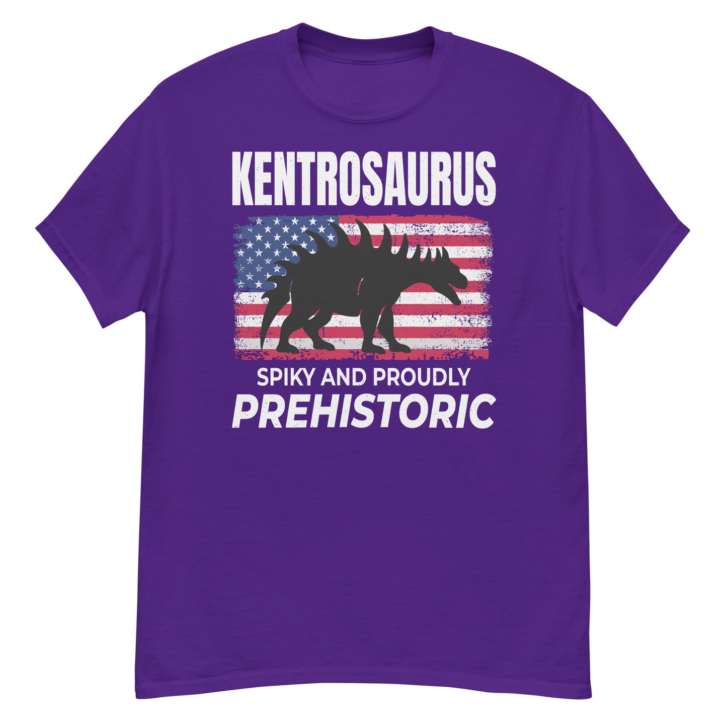 Camiseta con la bandera estadounidense del dinosaurio Kentrosaurus: puntiaguda y orgullosamente prehistórica