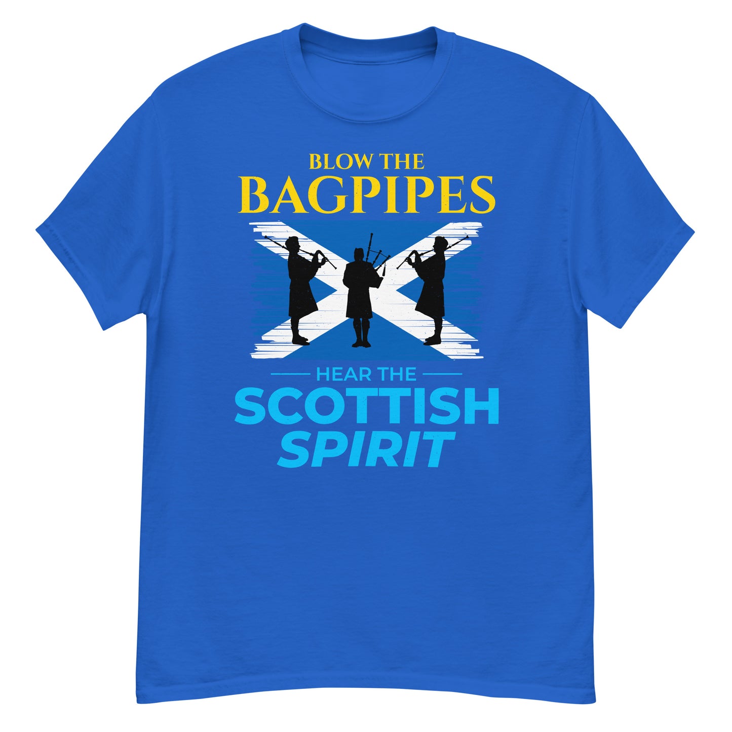 Scottish Flag Bagpipe T-Shirt - Blow the Bagpipes, Hear the Scottish Spirit